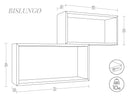 Set 2 Mensole Cubo da Parete Rettangolare in Fibra di Legno Bislungo Nero