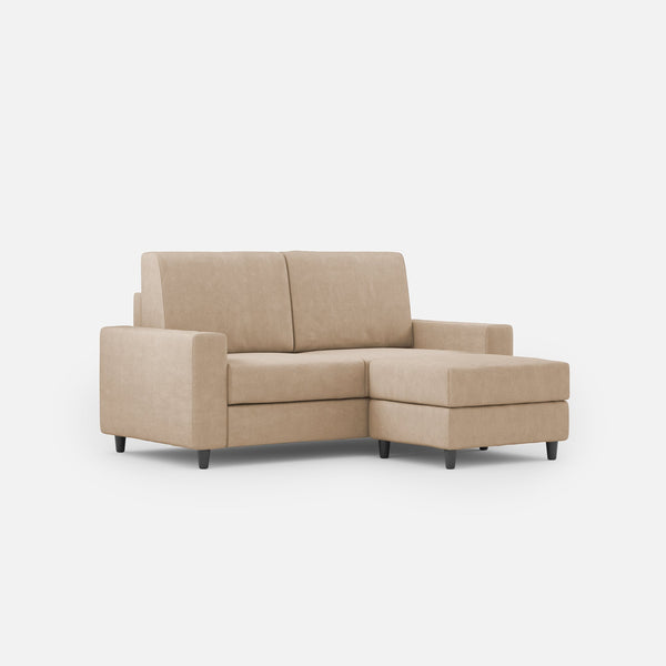 online Divano 2 Posti con Pouf 148x155x85 cm Sakar in Tessuto Beige