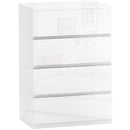 Cassettiera 4 Cassetti 55x33x80 cm Design Moderno Antiribaltamento Bianco Lucido  