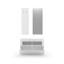 Set Ingresso Mobile 1 Anta a Ribalta Appendiabiti 91x36x165 cm e Specchio 50x110 cm Linea Basic Bianco Lucido