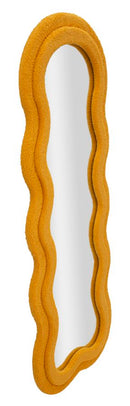 Specchio da Muro Teddy Senape 40x4x160 cm in MDF e Poliestere e Specchio Senape      