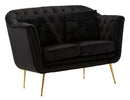 Divanetto Budapest Nero con Cuscini 130x83x91 cm in Compensato e Spugna e Ferro e Poliestere Nero      