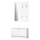 Mobile Ingresso 3 in 1 con Scarpiera Appendiabiti e Specchio Bianco