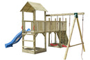 Torre con Altalenta 2 Posti e Scivolo 410x480x280 cm in Legno