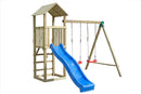 Torre con Altalenta 2 Posti e Scivolo 320x280x265 cm in Legno