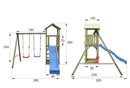 Torre con Altalenta 2 Posti e Scivolo 320x280x265 cm in Legno