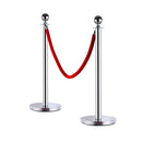 2 Colonnine Separacode Silver con Corda Rossa in Acciaio Inox Ø32x95 cm 