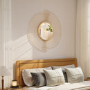 Specchio da Parete Rotondo Ø60 cm con Drappeggio in Metallo e Design Plissettato Oro      