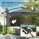 Ombrellone a Sbalzo 3 m con Luci LED Solari da Giardino in Metallo e Poliestere Grigio      