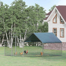 Pollaio Gabbia per Galline 300x400x195 cm in Metallo con Copertura in Tessuto Oxford Argento