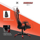 Sedia da Gaming in Similpelle con Sostegno Lombare Collo Nera e Rossa 