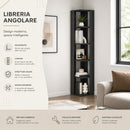 Libreria Angolare 34x34x161 cm Scaffale Salvaspazio 5 Ripiani in Legno Antracite     