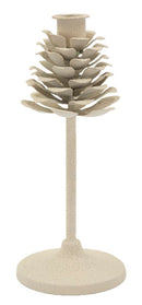 Porta Candele Dune Pigna Ø9,5x22,5 cm in Ferro Crema      