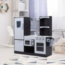 Cucina Giocattolo per Bambini con Frigo e Microonde  Nera e Grigia