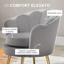 Poltrona Imbottita 76x67x74 cm in Tessuto Vellutato Grigio
