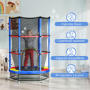 Tappeto Elastico per Bambini 3-6 Anni Ø140x190 cm con Rete di Protezione Multicolore   