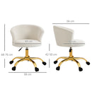 Sedia da Ufficio Design Moderno con Seduta Girevole e Rivestimento in Tessuto Teddy Bianco e Oro   