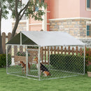 Recinto per Cani Taglia Media da Esterno 200x200x150 cm con Tetto Impermeabile Argento