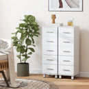 Cassettiera a 5 Cassetti 30x30x95 cm Piedini Regolabili in Legno FSC Bianco      