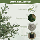 Pianta Artificiale di Ulivo 120 H cm con 450 Foglie e 20 Olive Vaso Incluso  