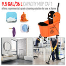 Carrello Pulizie Secchio 36L con Separatore Acqua e Strizzatore Rimovibile 54x41x91,5 cm  Arancione
