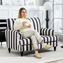 Poltrona da Salotto 115x82x82 cm con Seduta Ampia in Velluto a Righe con Molle a S Nero e Bianco      