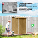 Casetta Box da Giardino Porta Attrezzi 100x104x160 cm con Porta a Battente in Acciaio Galvanizzato Marrone Chiaro      