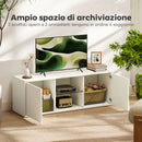 Mobile Porta TV fino a 55" Sospeso o a Terra Ante Soft Close Foro Passacavi e Ripiano in Vetro Bianco      