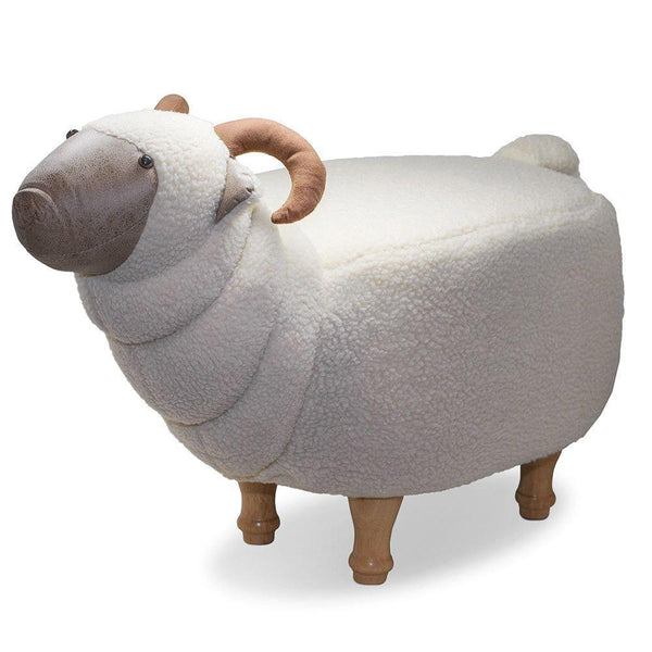 acquista Sgabello Pouf Poggiapiedi per Bambini 68x35x37-50 cm Montone Bianco Divina Home
