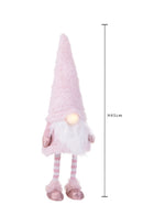 Pupazzo Natalizio Elfo con Molla e Led 45 cm in Tessuto e Plastica Bianco e Rosa