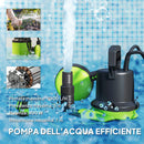 Pompa a Immersione 400W per Acqua Sporca/Pulita 7m Profondità Max 9,000L/h Gestisce Particelle fino a 15mm Interruttore a Galleggiante Verde      