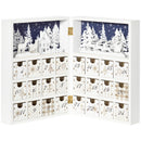 Calendario Avvento di Natale a forma di Libro 22x9x30 cm con Scritte e Motivi a Tema Bianco