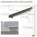 Tenda da Sole Avvolgibile a Parete 295x245 cm in Alluminio e Poliestere Grigio