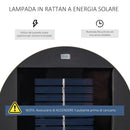 Lanterna Solare da Giardino con Luce LED in Rattan e Metallo  Ø21.5x61cm Marrone