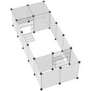 Recinto per Animali Modulabile 175x70x45 cm  con 20 Pannelli e 2 Porte in Acciaio e PP Bianco e Nero  