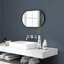 Specchio da Bagno Ovale da Parete 40x70x3 cm con Cornice Verticale o Orizzontale in Alluminio Nero      