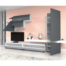 Parete attrezzata Fitz 335 cm bianco cemento