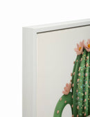 Stampa su Tela Laccata con Cornice Vasetto Cactus 40x2,8x40 cm in Pino e Tela e Plastica      