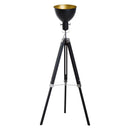 Lampada da Terra Tripode in Legno e Paralume in Metallo Altezza 102/152cm  Nero