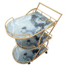 Carrello Marble Glass Mix 71x45,5x84,5 cm in Ferro e MDF e Vetro Oro e Multicolor      