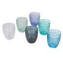 Set 6 Bicchieri Acqua Castle Ocean in Vetro VdE Tivoli 1996 Blu