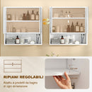 Armadietto da Bagno Parete 60x16x60 cm Mobiletto Ante Soft-Close e Ripiano Regolabile in MDF Bianco      