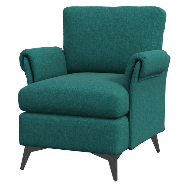 Poltrona Imbottita 63x71x83 cm in Tessuto Effetto Lino Verde prezzo