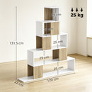 Libreria Moderna 120x22x131,5 cm a 5 Ripiani con Design a Gradini Bianco e Legno      
