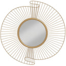 Specchio da Parete Rotondo Ø60 cm con Drappeggio in Metallo e Design Plissettato Oro      
