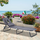 Lettino Prendisole Pieghevole da Giardino in Acciaio e Tessuto 190x56x28 cm  Grigio