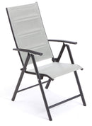 Sedia Pieghevole da Giardino 68x55x105 cm in Acciaio e Textilene Grigio