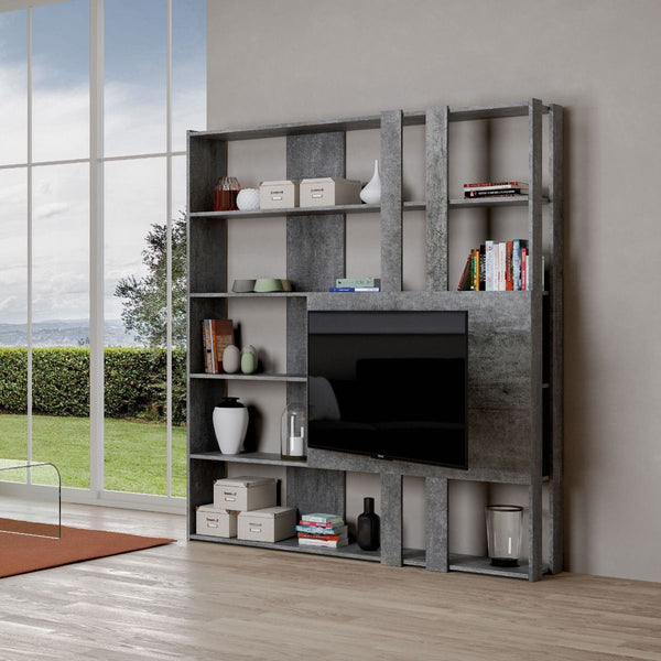 Libreria Moderna 5 Ripiani con Pannello per TV 178x36x204 cm in nobilitato Grigio online