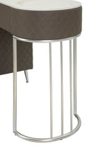 Toeletta Sharon Grigia con Puff Gambe Argento 120x40x75 cm in Pino e MDF e Metallo e Plastica      