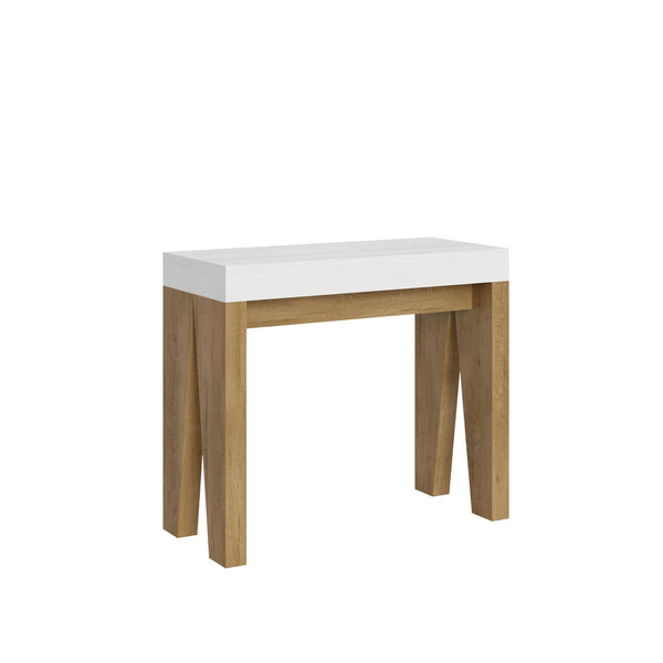 prezzo Consolle Allungabile 90-196x40x77 cm in Nobilitato Bianco e Marrone